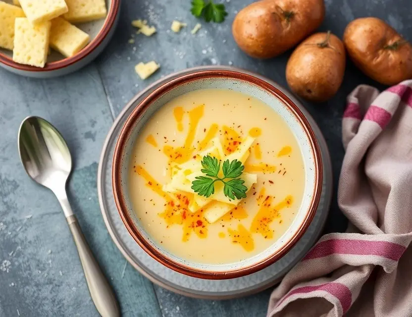 Горячий картофельный суп с сыром